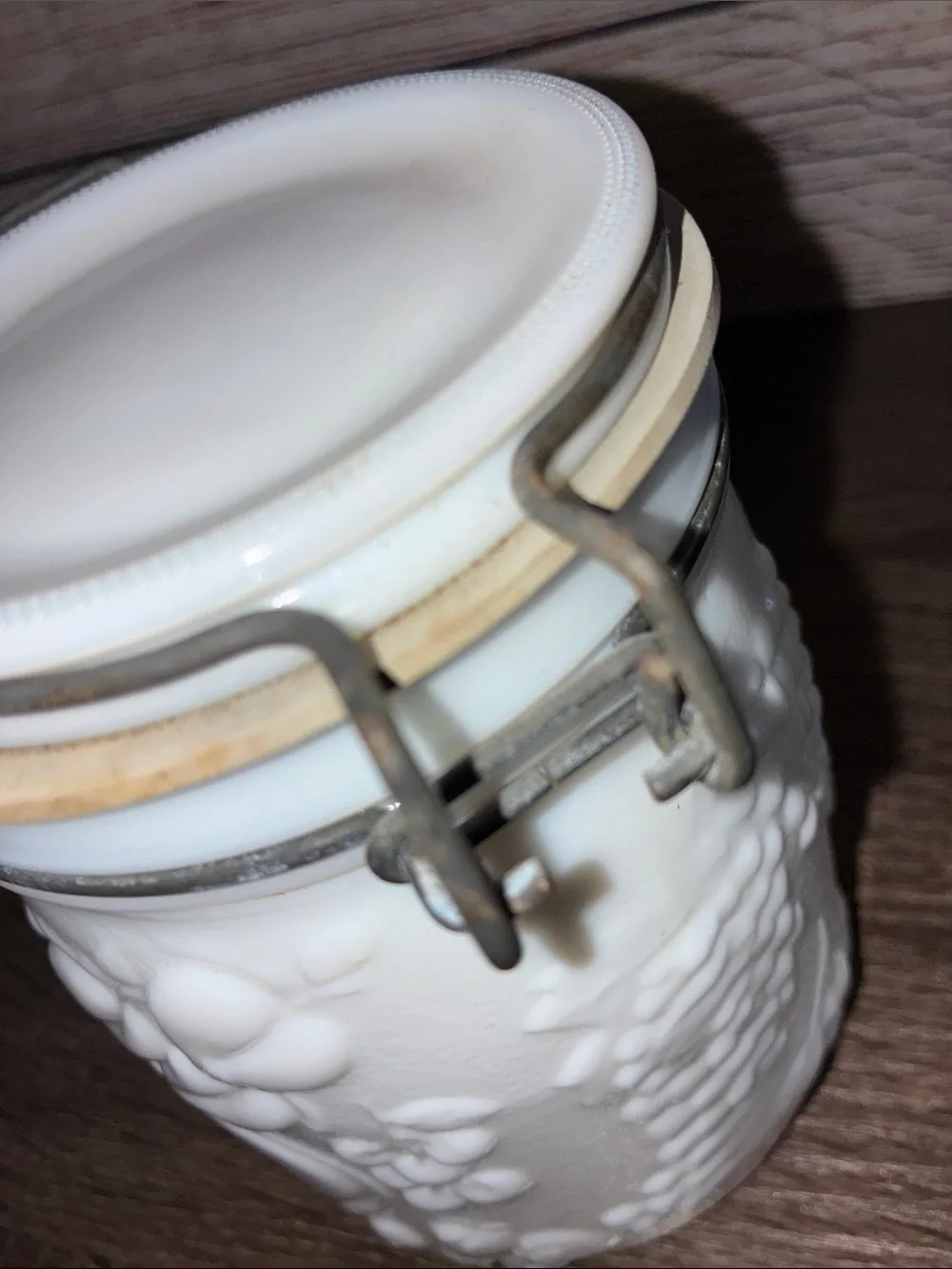 Vintage Wheaten White Ceramic Tea, Coffee & Sugar Canister Set /Airtight Lids